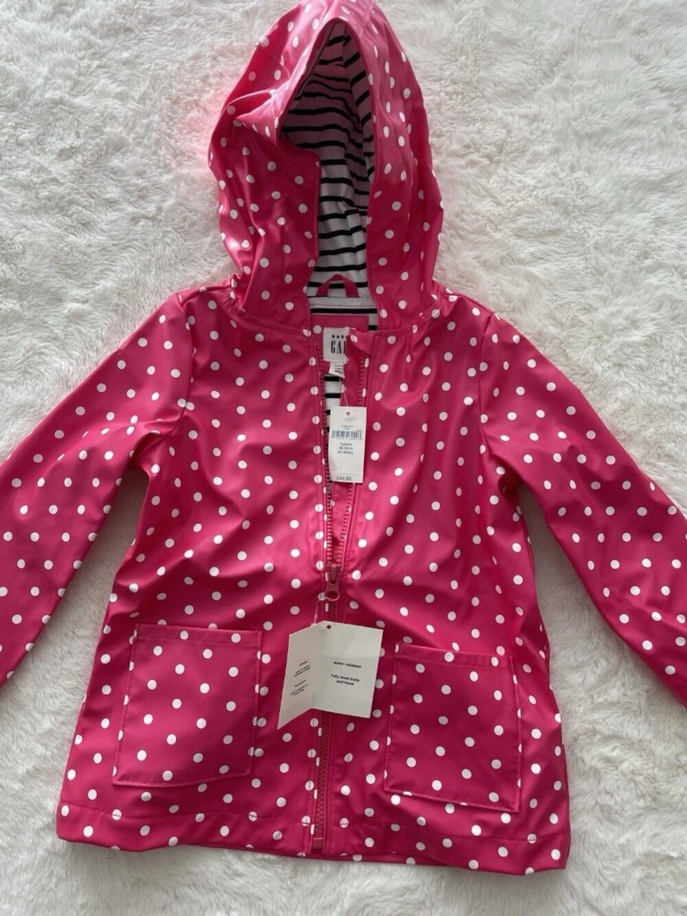 SALE! NWT GAP Rain Jacket Toddler Pink and White Dots Size 3T